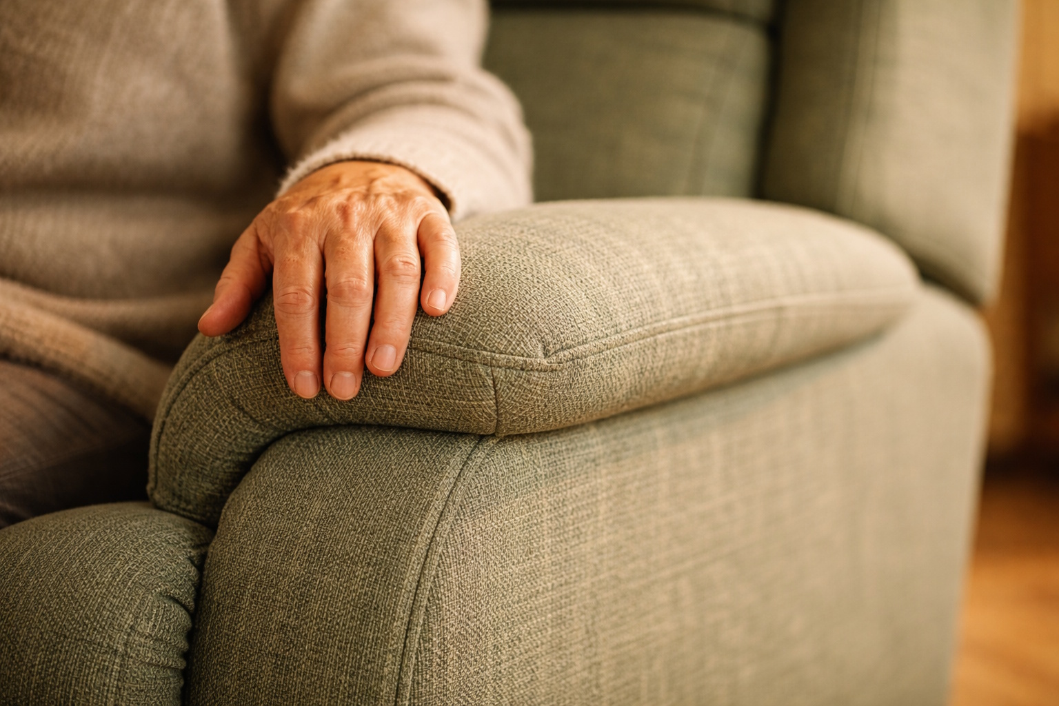 Close-up detail of premium riser chair upholstery fabric